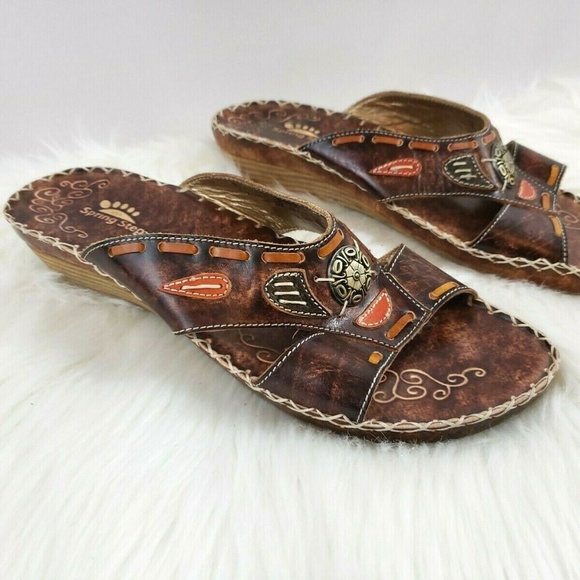 Spring Step Shoes - Spring Step Western Stitched Leather Sandals 9